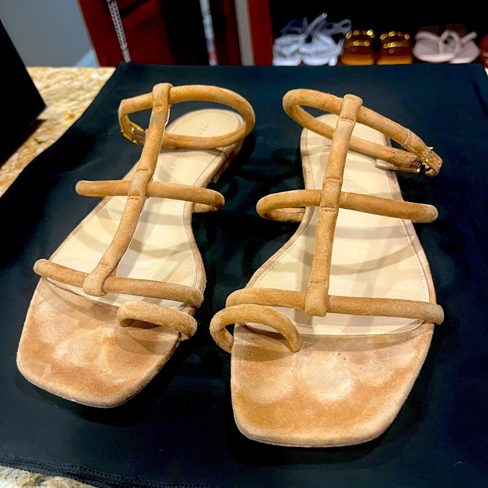 VERONICA BEARD Mayuri Ankle Strap Pecan Suede Sandals Size 7